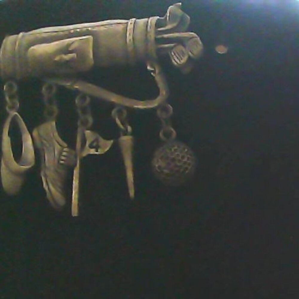 Vintage JJ Jonette Golf Club Bag Ball Pin Flag Shoe Charm Pewter Brooch Pin
